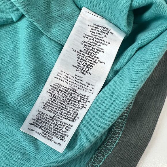 Guess‎ Denim Henley T-Shirt Men's Teal knit Short Sleeve Palm Trees LA Sz L - Picture 8 of 14